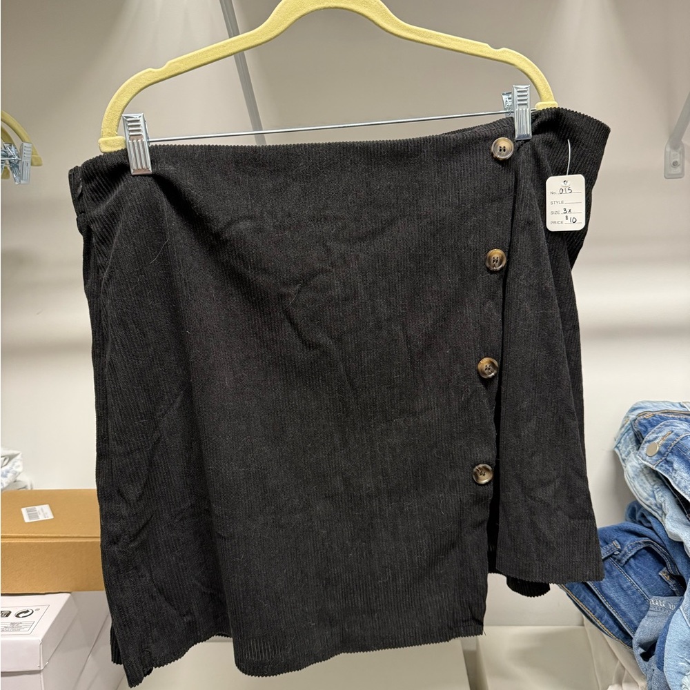 Black Button-Down Skirt